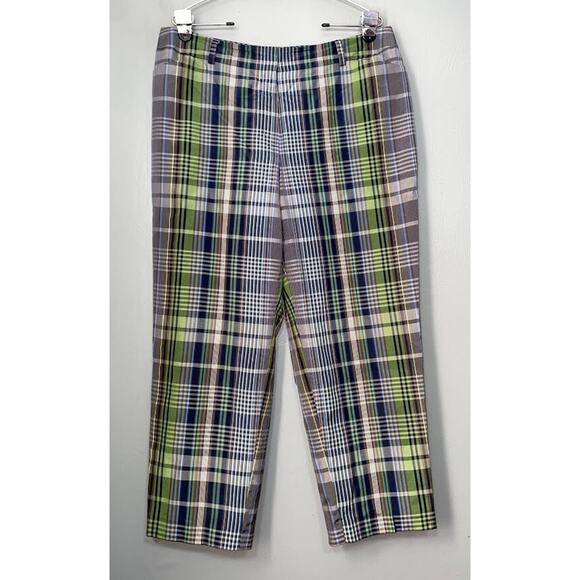 Talbots Petite Size 16 Plaid Silk Cropped Pants Twee Country Academia Pin Up - Picture 1 of 13